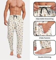 Mens Pajama Pants, Soft Lounge Sleep Pants With Pockets Lightweight Long Pajama Bottoms For Menhalloween - 運動型狗 - 查看 10