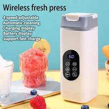 USB Rechargeable Portable Blender And Juicer - Easy To Clean, 7.4V Perfect For Smoothies, Milkshakes And Fresh Fruit Drinks - 13oz To 14.2oz Capacity, With Digital Display Multi-Mode, Stainless Steel Blades - Ideal For Home, Office, Travel, Mini Smoothie Blender Keeps Ice For 5 Hours, Baby Food Blender