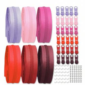 19 Roll / 6Roll Color #5/#3 Nylon Coil Zipper By The Yard 4 Yard Long In Continuous Nylon Coil With Zipper Sliders Zipper Pull And Zippers Stops For Upholstery Sewing