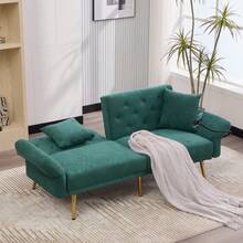 Multifunktionales Sofa-Bett für zwei Personen mit verstellbarer Rückenlehne, zwei USB-Anschlüsse, Handyhalter, Seitentasche, Metallbeinen – ein modernes Klappsofa als Sitzmöbel oder Gästebett.