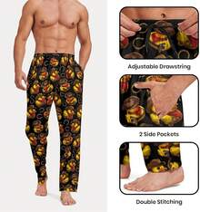 Mens Pajama Pants, Soft Lounge Sleep Pants With Pockets Lightweight Long Pajama Bottoms For Menhalloween - 牛仔鴨 - 查看 3