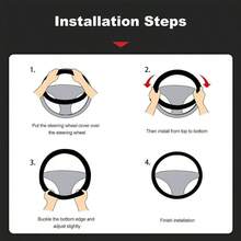 Funda para Volante en Forma de D, Funda para Volante de Coche, 15 Pulgadas de Fibra de Carbono de Microfibra de Piel sinttica, con 1 pcs Toallas de Limpieza de Microfibra A