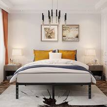 Zunatu Base de metal King de 14 pulgadas, no necesita somier, plataforma alta resistente con gran almacenamiento fácil de montar colchón sin ruido, color negro - 1 - Ver 1