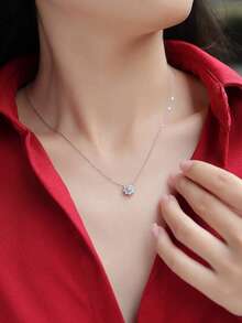 925 Sterling Silver Moissanite Pendant Necklace, Hypoallergenic, Elegant Gift For Women, Suitable For Mother's Day, Valentine's Day, Engagement, Wedding, Birthday, Anniversary, Formal Occasions