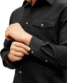 Flannel Shirt For Men Long Sleeve Mens Dress Shirts Cotton Casual Button Down Shirt Big Work Shacket Jacketshalloween - 紫色 - 查看 3