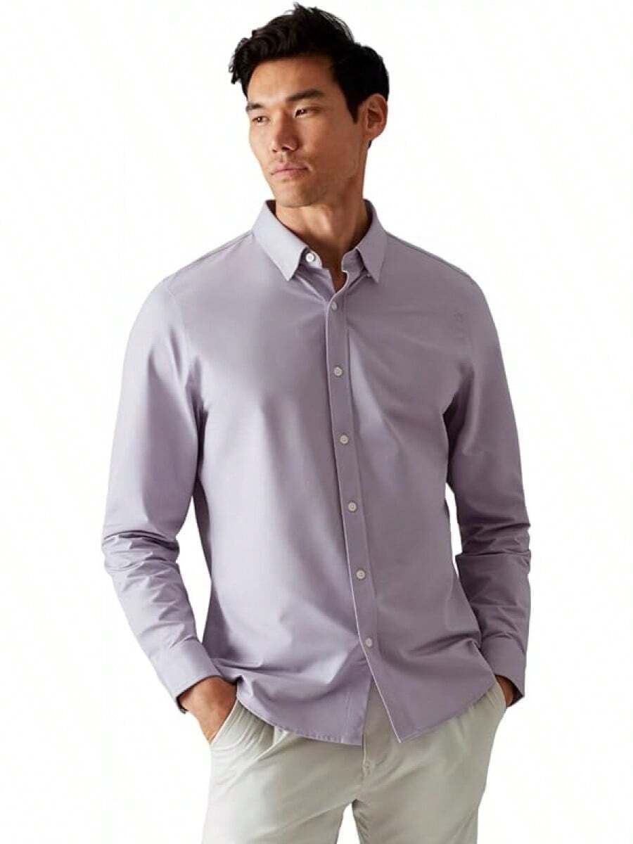 Men's Commuter Shirt, Performance Dress Shirts For Men, Machine Washable, Wrinkle Resistant, Slim Fit Button Down Shirthalloween - Nightshade Oxford - View 1