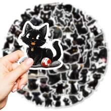 56 piezas de pegatinas de la serie de gatos negros de dibujos animados, adecuadas para scrapbooking, diarios, portátiles, botellas de agua, coches, etc. Diseño basado en la fe con mensajes positivos, gran regalo