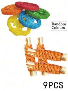 20件/4件/9件/7件/18件装兔子/豚鼠磨牙玩具，天然苹果木磨牙玩具组合，手工制作豚鼠仓鼠小型动物磨牙玩具 - 彩色 - 查看 13
