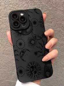 Sun & Moon Pattern Phone Case Compatible With IPhone15/15Plus/15Pro/15Promax - màu đen - Xem 3