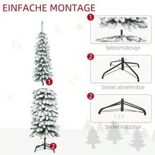 Artificial Christmas Tree, Snow-Covered, Slim Design, Fire-Resistant, 180 Cm, Green/White On-Site - Green - View 5