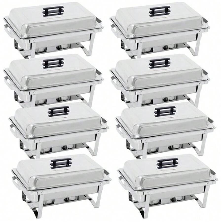 8QT Stainless Steel Chafing Dish Buffet Set Catering Chafer With Foldable Frame - 2 Pack - View 1