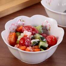 4pcs 5-Inch Sakura Ceramic Bowl Set, Suitable For Rice, Fruit, Dessert, Salad, Oatmeal, Cereal, Ice Cream, Pasta, Breakfast And Noodles, Creative Soup Bowl, Ramen Bowl, Pasta/Noodle Bowl, 300ML Capacity, Home Kitchen Dining, Kitchen Supplies, Tableware Accessories, Holiday Gift (Halloween/Christmas/Easter/Pumpkin Pie/Thanksgiving/Graduation), Microwave And Dishwasher