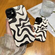 Designed For  14 Phone Case, Soft PU Leather TPU And Cute Art Wavy Painted For Women Girls, Slim Protective Shockproof Compatible With  Case (Beige,  14){"Color_name":"Beige","Size_name":"14"} - 多色29 - 查看 4