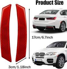 2PCS Reflective Trim Side Marker Stickers, Reflective Car Stickers, Side Reflectors Car, Auto Exterior Accessories Reflector Guard Fit Truck Wheel Well Arch Bumper Fenders (White) - 紅色 - 查看 2