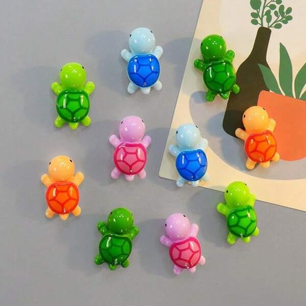 5pcs/10pcs/15pcs Cartoon Sea Turtle Refrigerator Magnets, Cute Fridge Magnets For Whiteboard, Decoration For Kitchen, Office, Classroom, Home, Transparent Heart-Shaped Fridge Magnets, Round Resin Memo Board Stickers For Refrigerator And Whiteboard, Cute Mini Love Letter Kitchen And Office Decor, Fun Photo Display Accessories