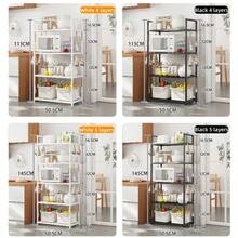 1 件套厨房储物架，多层台面收纳架，适用于微波炉、烤箱、电饭煲、水果蔬菜、小家电，带扶手和挂钩，2-5 层，黑色/白色可选