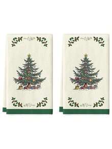 2 piezas Elegantes Toallas de Cocina con Árbol de Navidad Verde, Decoración Navideña, Regalo de Navidad, Super Suaves y Absorbentes Paños de Cocina, Toallas de Té para Cocinar y Hornear, Trapos de Cocina, Toallas de Mano, Decoración de Cocina, Regalo para Vecinos, Regalo para Mamá, Regalo de Cumpleaños, Regalo de Inauguración de Casa para Amigos, Accesorios de Cocina, Decoración, Artículos Esenciales para el Hogar