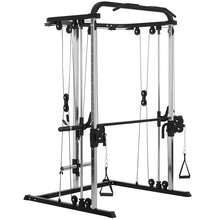 SOOZIER 3 In 1 Smith Machine, Multi-Functional Power Cage With Cable Crossover System, Pull Up Station, 16-Level Squat Rack And Barbell Bar, Home Gym Machine - Black - View 3