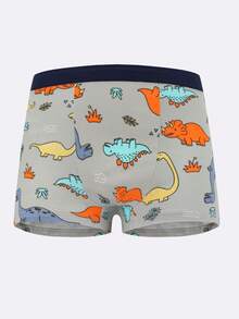 4pcs/Pack Boys' Soft & Comfortable Dinosaur Fossil Print Briefs, Kids & Teens