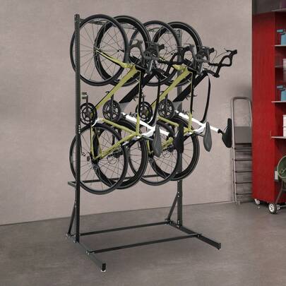 Portabici da terra per 5 biciclette, capacità di carico massima fino a 150 kg