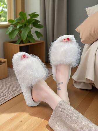 Women's House Slippers, Fashionable Indoor Slippers, Fluffy Plush Bedroom Slippers, Non-Slip Quiet Room Slippers, Soft Plush Slippers, New Warm Women's Slippers, Slip-On Women's Shoes, Shoes, Women's Shoes, Women's Winter Slippers, Women's Slippers, White Slippers, Luxury Slippers, Christmas Gift, Halloween Gift