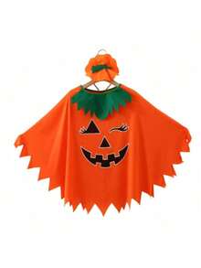 2件套成人发光南瓜斗篷万圣节服装套装，包括南瓜帽、斗篷和派对连衣裙 - 桔色 - 查看 2