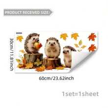 1 Pc 1 Hedgehog, Bunny, And Maple Leaf PVC Sticker - Autumn Forest Pattern, Self-Adhesive Removable Wall Decal, Easy To Remove And Apply, Suitable For Modern Home Decor, Bedrooms, Living Rooms, Balconies, Or Window Displays, Decorative Window Stickers, Modern Style, Durable Stickers, Home Decor Stickers To Brighten Up Your Life, Wall Decor Room Decor Wall Stickers Wall Sticker