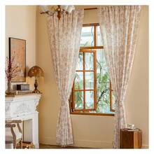 Pink Floral Curtains 63 Inch Length, 2 Panels Boho Window Drapes For Bedroom, Semi Sheer Light Filtering Rod Pocket Curtains For Living Room & Dining Room - 多色186 - 查看 3