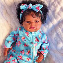 20-Inch Realistic Black Reborn Doll, 50cm Soft Unisex African American Cloth Body Doll, Lifelike Cute Newborn BeBe Handmade Art Doll Toy, Gift For Children 3+ Years Old - 彩色 - 查看 6