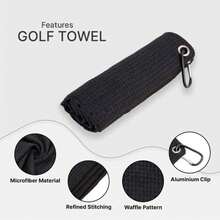 Outdoor Sports Square Microfiber Golf Ball Cleaning Towel With Carabiner, Absorbent Cleaner, Club Head Wipe Cloth