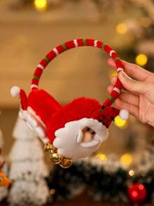 1pc Christmas Decoration Ear Muffs, Cartoon Santa Claus Warm Ear Cover For Children's Party, Christmas Decorations, Christmas Party Supplies, Christmas Accessories