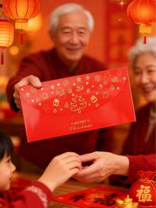 1-5pcs Gift Envelopes, Christmas Cash/Money Envelopes, Gold Foil Designed Party/Holiday/New Year/Family/Friend Money Envelopes, Red Packets, Suitable For Chinese New Year Decoration, Gifting Red Envelopes And Unique Collectibles, Red Holiday Envelopes For Cash, Gifts, Small Favors - Party And Home Decor - Compatible With Most Standard Mail Slots, Festive Envelope Design, Exquisite Holiday Graphics, High-Quality Printing - Multicolor - View 4