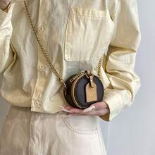 Borsa a Tracolla Rotonda Mini Marrone in PU da Donna con Tracolla a Catena Dorata e Chiusura a Cerniera - Portafoglio Rotondo alla Moda, Può Contenere Chiavi, Monete e Rossetto, Accessorio Quotidiano|Borse Chic per Donne|Borsa