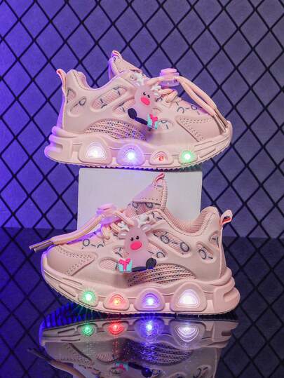 1 par snygga LED-belysningsskor i läder, andningsbara sportskor, lämpliga för pojkar och flickor - fritidsskor, stötdämpande, året runt-skor, ej för utomhusbruk