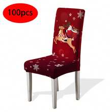 1/2/4/6/100 piezas Fundas para sillas de comedor navideñas, fundas elásticas, extraíbles y lavables para el hogar, hotel, fiesta - Multicolor - Ver 47