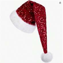 1pc New Double Layer Fluffy Sequin Christmas Hat, Christmas Holiday Atmosphere Prop Decoration