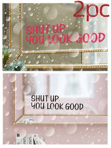 1-2 peças de adesivos de parede com slogan em inglês, adesivos decorativos para espelho de banheiro, adesivos de parede à prova d'água, adesivos de PVC, fáceis de aplicar e remover, usados para decoração de casa, decoração de banheiro, decoração de sala de estar, decoração de varanda, decoração de camarim, decoração de sala de estar, adesivos para porta de banheiro, adesivos para banheira, adesivos para fundo de quarto e outras decorações de área, decoração de embelezamento de parede