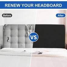 YSTYLE 床頭板套，雙人/單人床彈性床頭板套，可洗雙人床床頭板套，床頭板套，床頭板套 - 黑色 - 查看 7