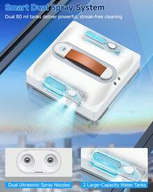 Lubluelu Smart Window Cleaning Robot Remote Control With Dual Water Spray Anti-Fall 6500Pa Intelligent Obstacle Avoidance Power-Off Protection Works On All Glass Types And Window Designs - 查看 4