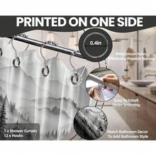 Mountain Shower Curtain Forest, Black And White Nature Shower Curtains For Mens Bathroom Decor Grey Rustic Woodland Pine Tree Cool Bath Curtain Set, Waterproof Fabric With Hooks 70x72in{"Color_name":"BlackandWhite","Size_name":"70\"Wx72\"L(Packof1)"} - 多色7 - 查看 7