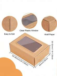 20/10/5pcs/1pc Brown Kraft Paper Boxes With Clear Window, 3.3 X 2.3 X 1.1 Inches (Approx. 8.9 X 5.9 X 3.9 Cm) Gift Packaging Boxes, Suitable For Baking Cookies, Cakes, Candies, Weddings, Parties, Gifts - Brown [8.7X6.2X3CM] - View 15