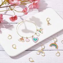 8 Pcs Rainbow Heart Stitch Markers, 8 Styles Enamel Alloy Crochet Stitch Marker Charms Removable Dangle Locking Stitch Marker For Knitting Weaving Sewing Accessories Quilting Handmade Jewelry{"Color_name":"RainbowHeart"} - 彩虹之心 - 查看 4
