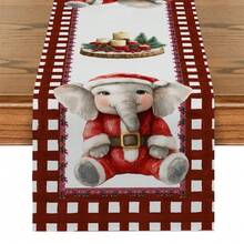1/4/10 pièces Ensemble de nappe et set de sets de table avec motif éléphant et nourriture de Noël, nappe de table de fête, décoration de maison, cadeau, ensemble de nappe et sets de table convenant aux célébrations intérieures et extérieures, fournitures de fête saisonnière, décoration de table de cuisine et de salle à manger, décoration de table de fête, nappe de maison, nappe de restaurant