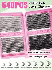 640pcs Mixed Cluster False Eyelashes DIY Set, Natural Nude Makeup Lashes, Fine Stem Lightweight Non-Clumping, Beginner Friendly Easy To Apply, Long-Lasting Pigment Non-Smudging, Suitable For Daily Commute/Makeup Looks, Includes Lash Glue, Remover And Tweezers (Small Flower 10D+20D+30D+40D) - Multicolor - View 5