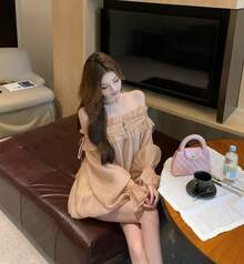 Women Short Dresses - 煙裸色 - 查看 3