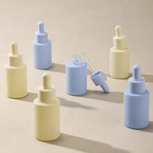 3Pcs 30ml Empty Off Beige/Blue Cylindrical Glass Dropper Bottles With 3 Funnels & 3 Droppers - Refillable UV Protection Containers For Essential Oils, Serums, Face Oils & DIY Skincare - Multicolor - View 4
