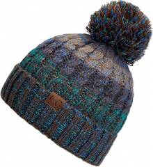 Gorro de invierno para mujeres exclusivo con puntadas de semillas y pompones de confeti (HAT-1816)(HAT-2214)(HAT-2085)(HAT-3841) - Sombrero: verde azulado - Ver 1