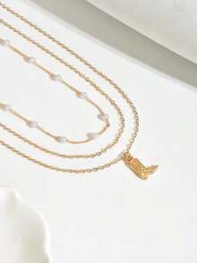 1 Piece Of Women's Pendant Necklace, Western-Style Boot-Shaped Women's Accessory, Suitable For Women's Daily Wear - 金色 - 查看 3