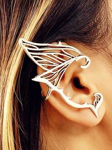 2pcs Fairy Wing Ear Cuff Earrings, Exquisite Design With Silver Thread Lace, Suitable For Overseas Bohemian And Fantasy Fashion Enthusiasts. - Multicolor - View 2