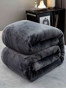 1 einfarbige Milchvelour-Decke, weiche Polyesterdecke mit leichtem Luxusstil, modisch, einfach, bequem und weich, multifunktionale warme Überwurfdecke, geeignet für Schlafzimmer, Wohnzimmer, Sofa, Camping, Büro und Reisen, Raum- und Schlafzimmerdekoration, maschinenwaschbar, leicht zu pflegen, geeignet für alle Jahreszeiten - Dunkelgrau - Übersicht 3